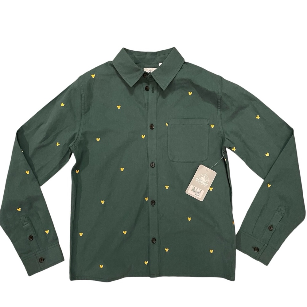 Disney Parks boys button down shirt with Mickey embroidery detail size 14 NWT